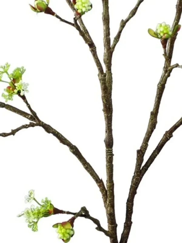 Cherry Blossom Budding Branch 42 in. Cream / Green