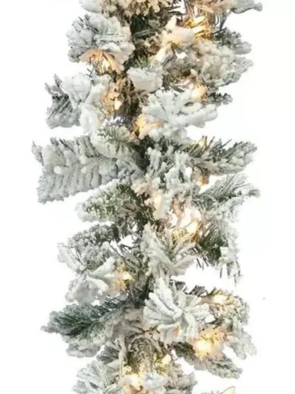Flocked Balsam Garland 9 FT x 10 in. Staylit