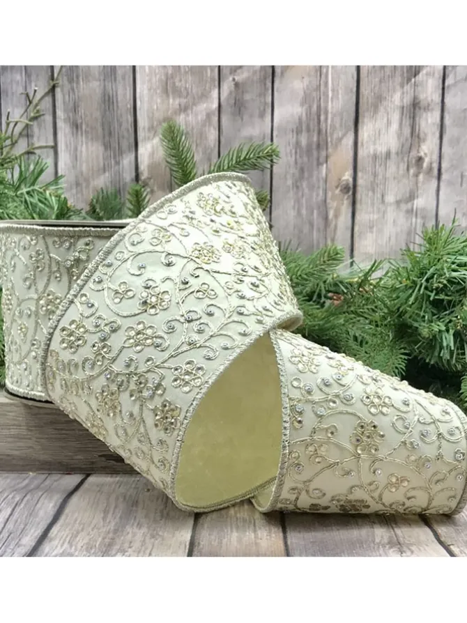 jewel_floral_garden__in_x_0.webp Jewel Floral Garden 4 in. x 10 yd. Ivory Dupion