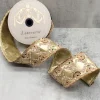 Jewel Sequin Floral Diamond Pattern 2.5 in. x 5 yd. Gold W/ Metallic Dupion