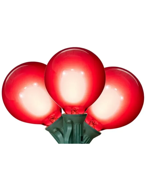 LED G50 Glass Bulb 15 FT 15 Lights - Red