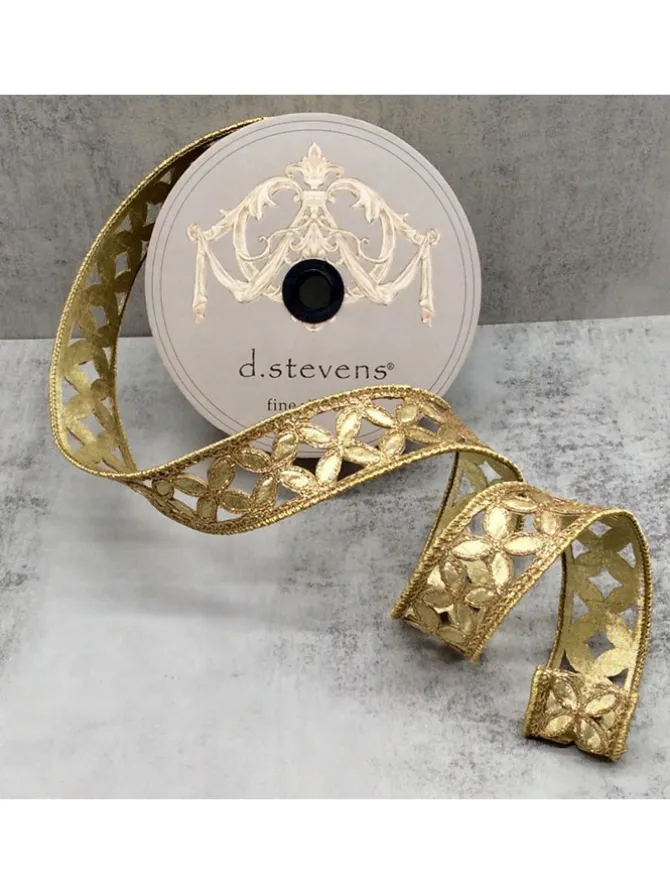 metallic_floral__in_x__yd_0.webp Metallic Floral 1.5 in. x 10 yd. Gold