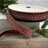 Ruby Crystal Branch 1.5 in. x 10 yd. Dark Red Metallic Dupion