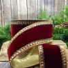 Velvet Gold and Teal Jewel Trim 4 in. x 10 yd. Burgundy