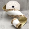 Velvet Gold Jewel Floral Side Trim 4 in. x 5 yd. White