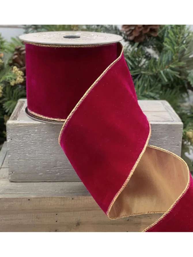 velvet_vintage_french__in_0.webp Velvet Vintage French 4 in. x 10 yd. Fuchsia Metallic Back